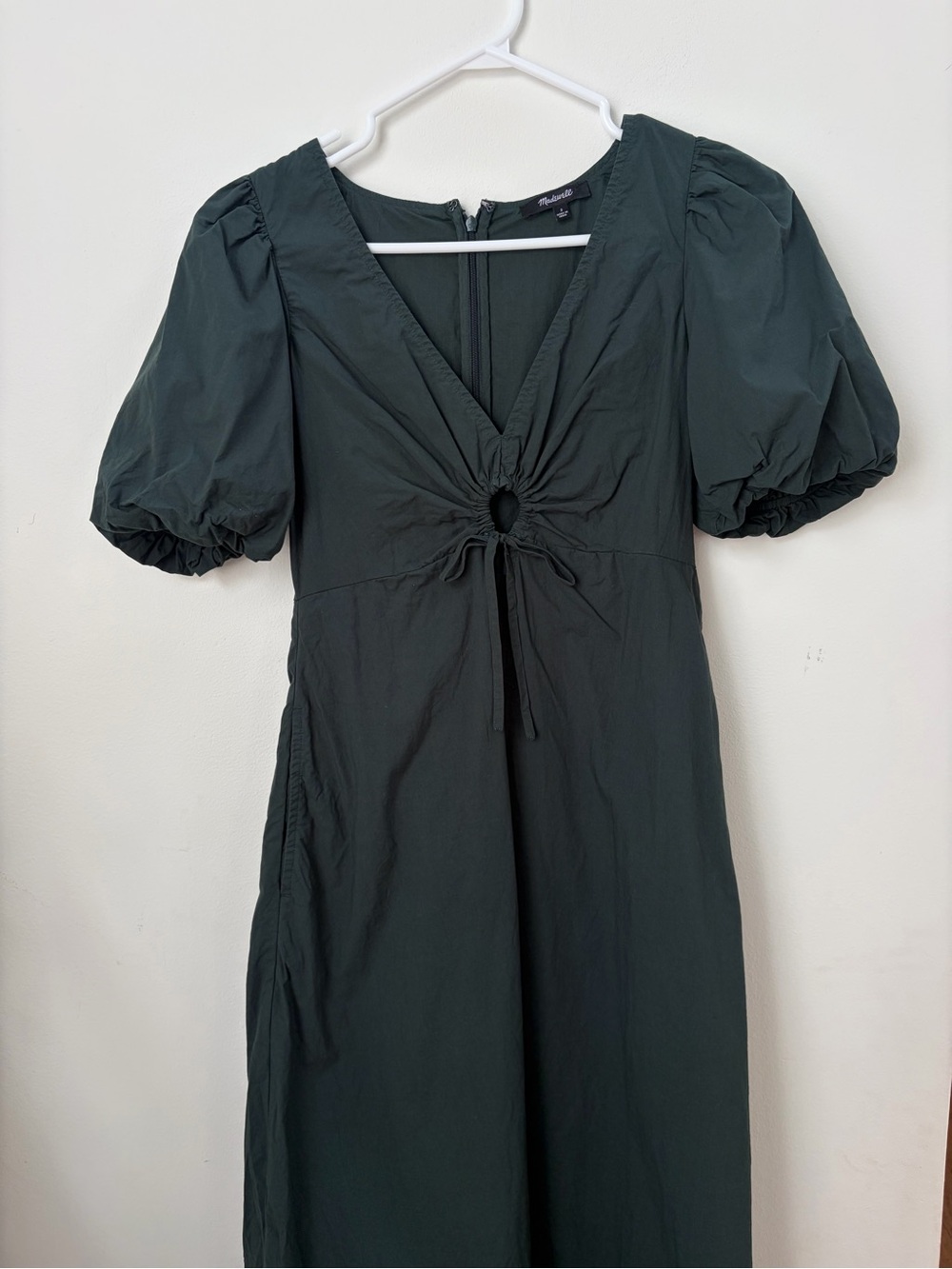 MADEWELL $191 POPLIN CUTOUT PUFF SLEEVE MIDI - Picture 4 of 8